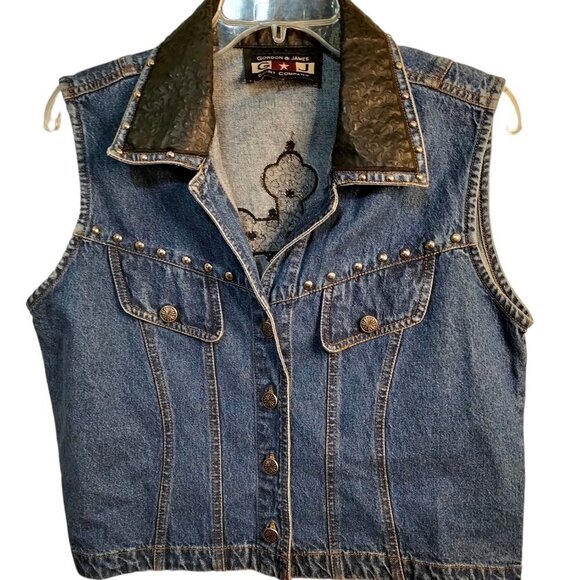 Gordon & James Jackets & Blazers - (904) Gordon & James Women's Western Beaded Cross Bling Denim Vest Size M